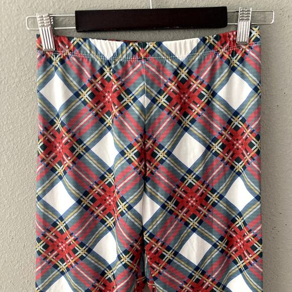 Holiday Tartan Plaid Leggings - Red Green White - Small - Picture 3 of 6